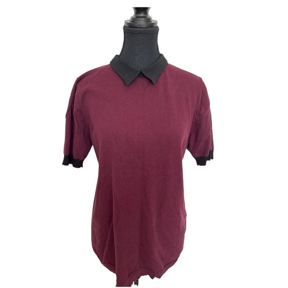 Twik Chic Burgundy Blouse with Black Collar size large kids - Picture 1 of 5